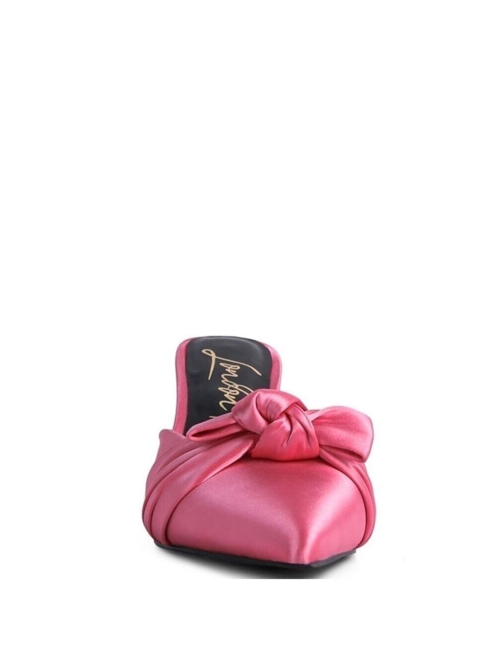 Chic Pink Satin Mule Heels with Bow Sizes 8 - Picture 5 of 6